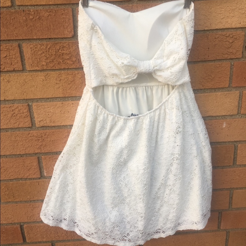 STRAPLESS WHITE LACE DRESS - Picture 4 of 8
